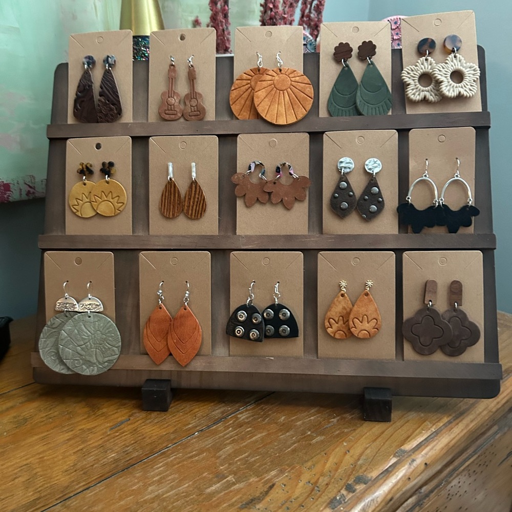 Recycled leather earrings